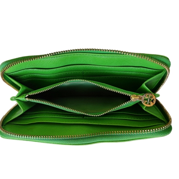 Tory Burch Lime Green Saffiano Leather Wallet - Picture 5 of 7